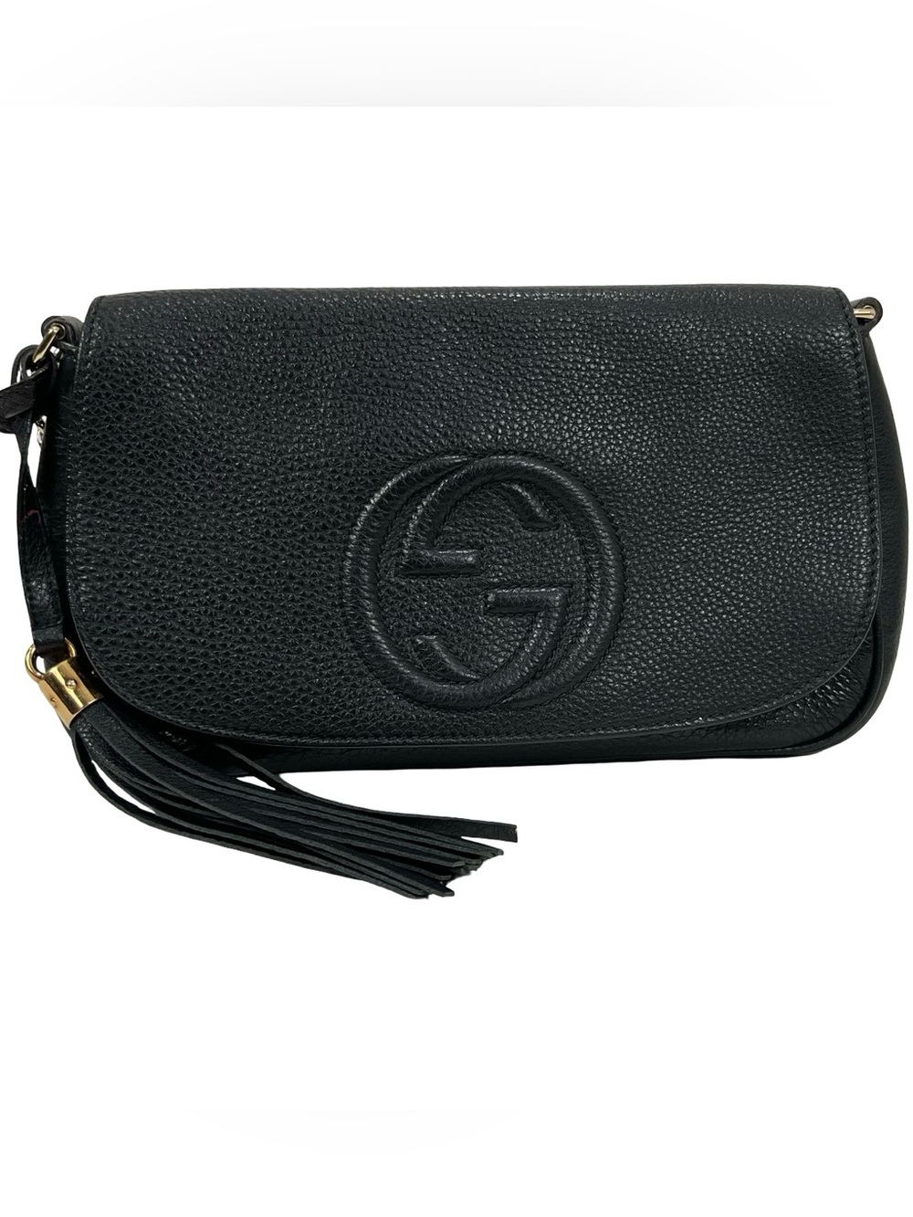 Gucci Black SoHo Chain Crossbody Bag With Tassel
